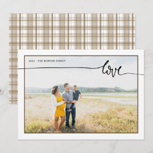 Kardad Plaid KÄRlek Minimal Script Brun Julkort