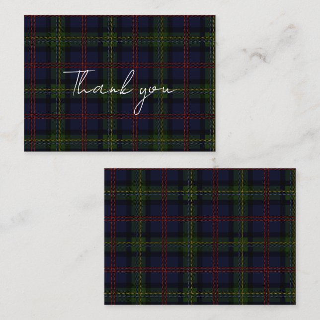 Kardad Tartan Clan Malcolm Rustik Tack Anteckningskort (Fram/baksida)