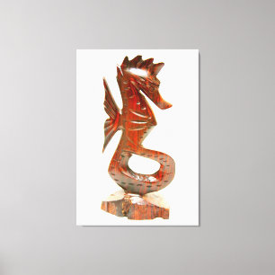 kardad trävävnad (seahorse lindad duk) canvastryck