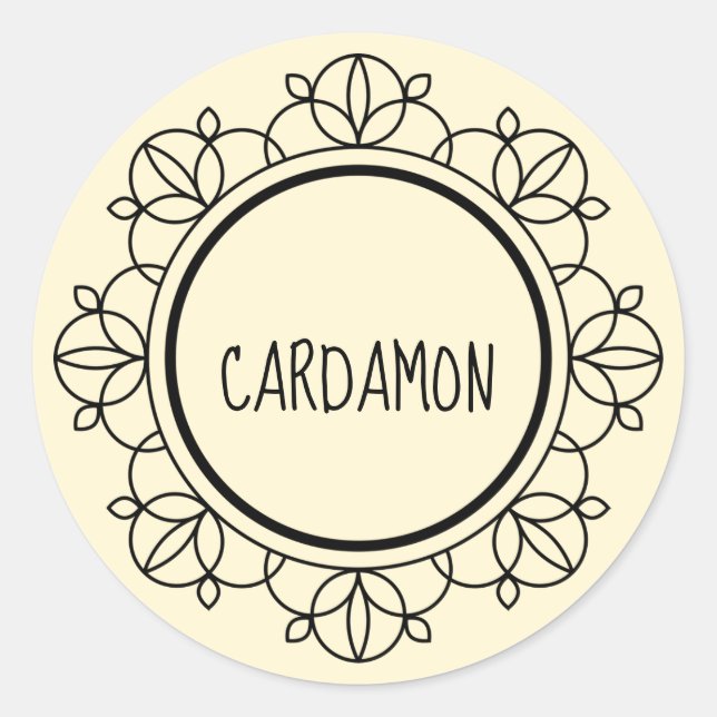 Kardamonspipetiketter Runt Klistermärke (Framsida)