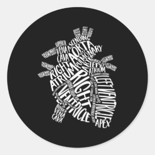 Kardiell anatomisk typografi - kardiologisk sjuksk runt klistermärke