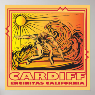 KARDIFF FRÅN HAVSENCINITAS KLIFORNIA SURFING POSTER