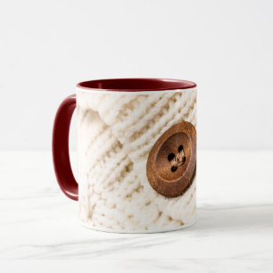Kardigan sweater, rustik träknapp, brun. mugg