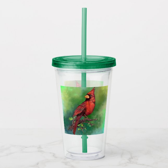 Kardinal-akrylisk tumlare take away mugg (Framsida)