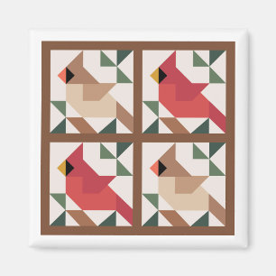 Kardinal Barn Quilt Magnet