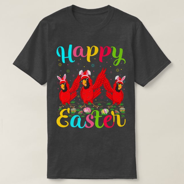Kardinal Bird Älskare Påskägg Bunny Cardinal Happ T Shirt (Design framsida)