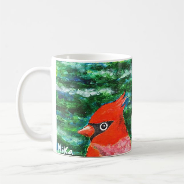Kardinal Bird art Bevackra Folk Sympathy Gift Kaffemugg (Vänster)