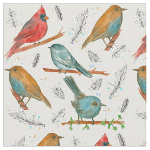 Kardinal Bird Chickadee Bluebird Watercolor Art Tyg
