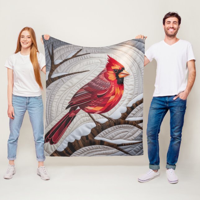 Kardinal Bird Fleece Blanket - Red Cardinal on (På plats)