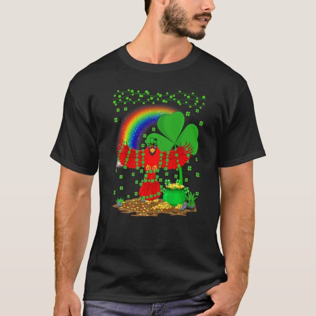 Kardinal Bird Funny Rainbow Cardinal St Patrick's T Shirt (Framsida)