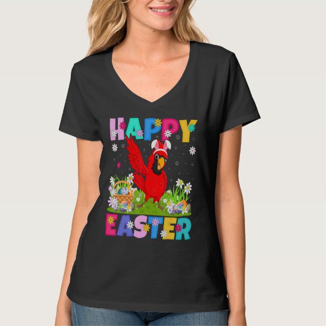 Kardinal Bird Glad påsk Bunny Cardinal Påsk S T Shirt (Framsida)