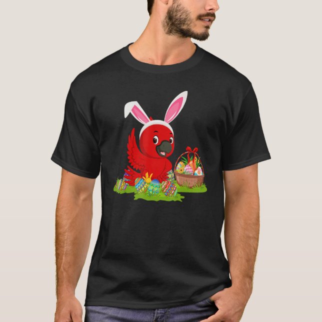 Kardinal Bird Påskägg Hunt Bunny Kardinal Easte T Shirt (Framsida)