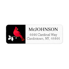 Kardinal Bird Red Black White Snö Elegant Adress Returadress Etikett