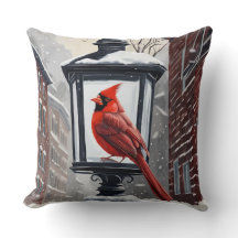 Kardinal Bird Sat på en Snö-täckt gata