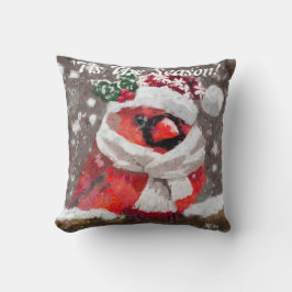 Kardinal Bird Scarf Hat Snö jul Säsong Kudde