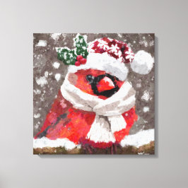 Kardinal Bird Scarf & Hat vid Snö-jul Canvastryck