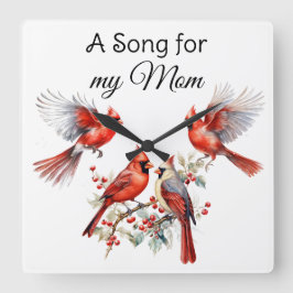 Kardinal Bird Wall Clock Fyrkantig Klocka