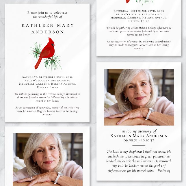 Kardinal Firande i Life Funeral Inbjudningar (Skapare uppladdad)