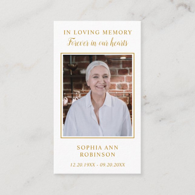 Kardinal för alltid i våra hjärtan - fotopapperkor visitkort (Framsida)