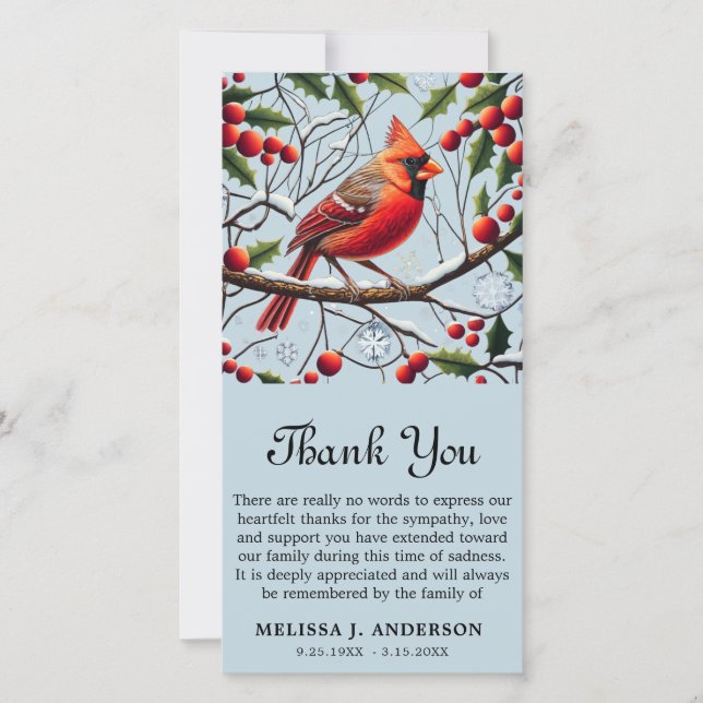 Kardinal Funeral Memorial Sympathy - tack för ditt Kort (Framsida)