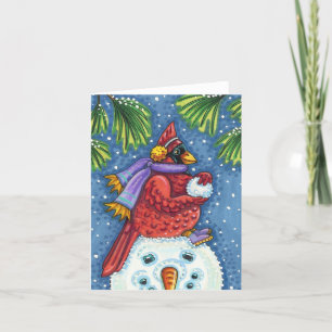 KARDINAL GUARDING SNÖGUBBE, CHRISTMAS REDBIRD Blan Kort