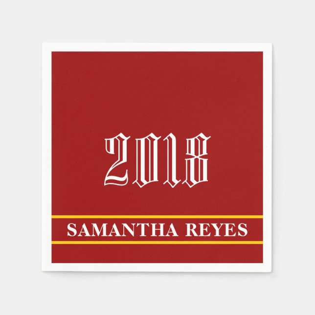 Kardinal Guld och White/Anpassningsbar Färg Studen Pappersservett (Framsidan)