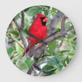 Kardinal i Lemon Träd-Backyard Bird Clock Stor Klocka