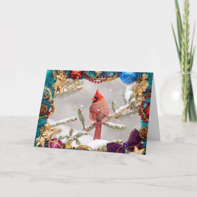 Kardinal i Snö-julkort Kort (Framsida)