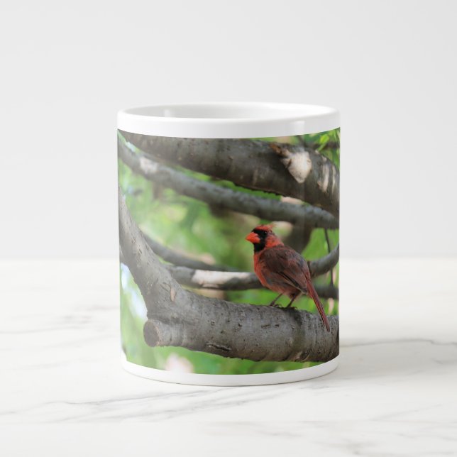 Kardinal i träd, med citat av John Muir Jumbo Mugg (Framsidan)