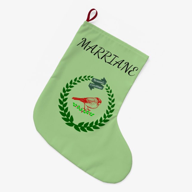 Kardinal Julkrans Säsongen Grön Stor Julstrumpa (Framsidan (Hängande))