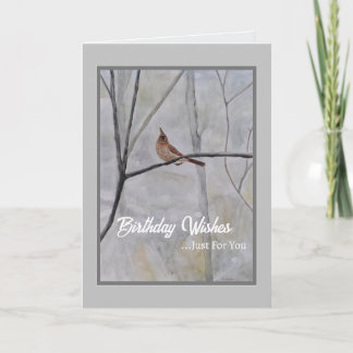 Kardinal Land Winter Birthday Card Helgkort