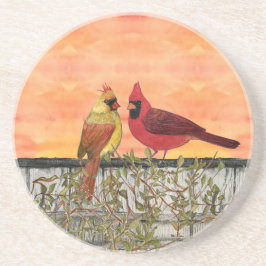Kardinal Lovebird Sandstone Underlägg