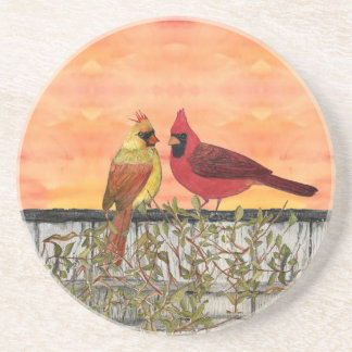 Kardinal Lovebird Sandstone Underlägg