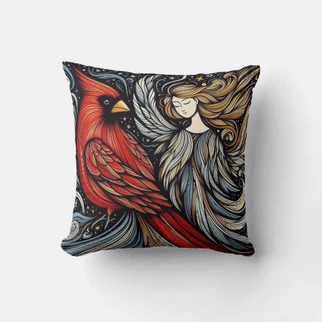 Kardinal och ängel kudde (Framsida)