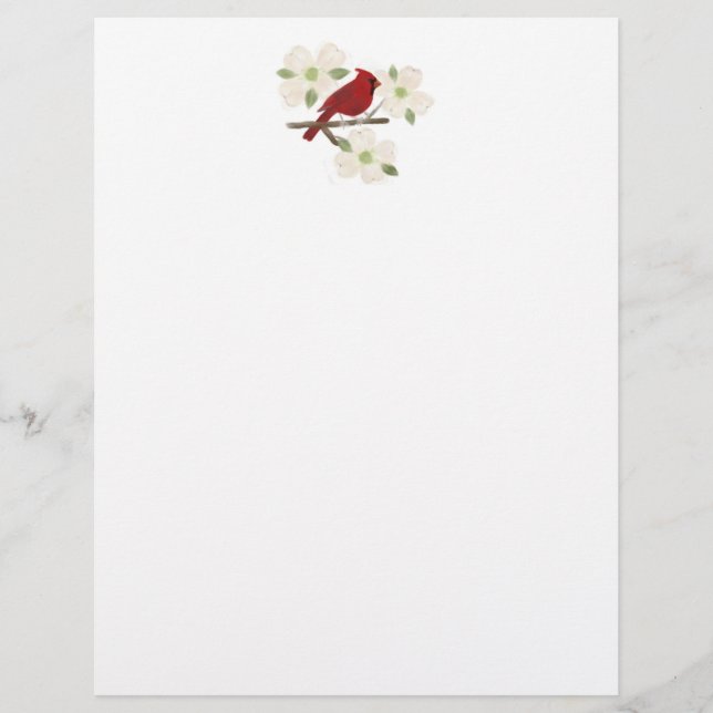 Kardinal och Dogwood Watercolor Letterhead (Framsida)