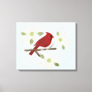 Kardinal och Dogwood Watercolor Wrapped Canvas