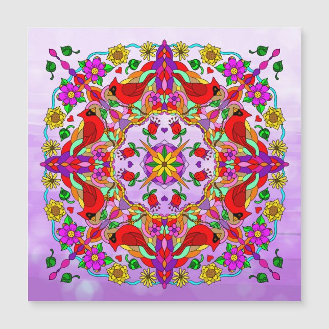 Kardinal och Flowers Mandala (Framsida)