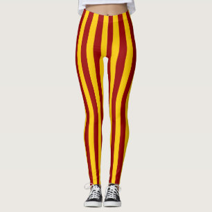 Kardinal och Guld Lodrät Rand Leggings