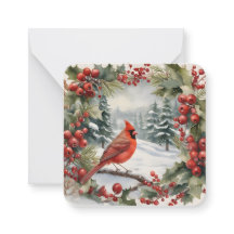 Kardinal och Holly Helgdag Mini-julkort