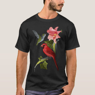 Kardinal och Hummingbird med Rosa Lily och Ivy T Shirt