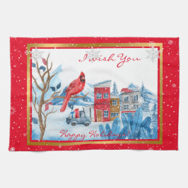 Kardinal och liggande kökshandduk