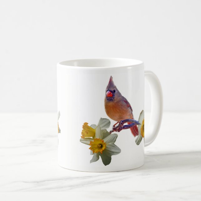 Kardinal och narcisser - kaffemugg (Framsida höger)