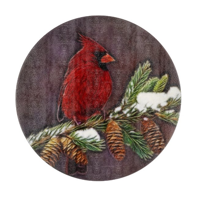 Kardinal och Snowy Pinecones (Framsidan)