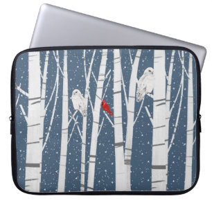 Kardinal och Uggla i Snöflingor Laptop Fodral
