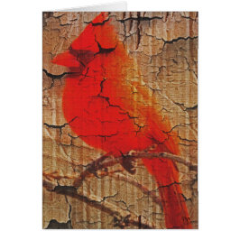 Kardinal på björk hälsningskort