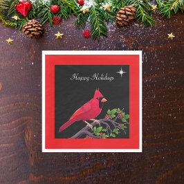 Kardinal på Black and Red Helgdag Pappersservett
