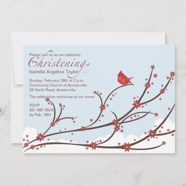 Kardinal på en gren religiös inbjudan (Framsida)