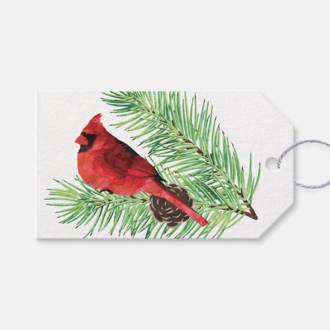Kardinal på Evergreen/Personlig Gift Märkre Presentetikett (Framsidan (Horisontell))