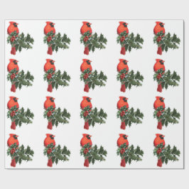 Kardinal på Holly 2 Wrapping Papper Presentpapper