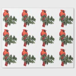 Kardinal på Holly 3 Wrapping Papper Presentpapper